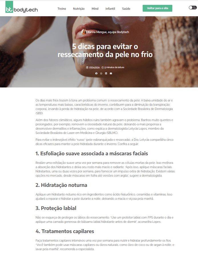 5 dicas para evitar o ressecamento da pele no frio