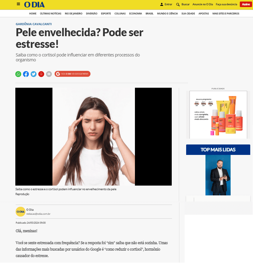 Pele envelhecida? Pode ser estresse!